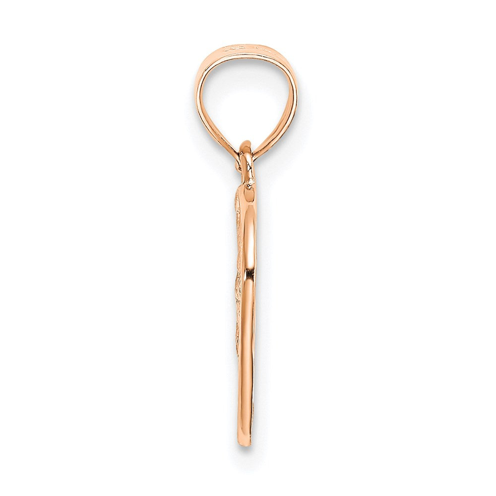 14K Rose Polished Cut-Out and Textured Woven Heart Charm