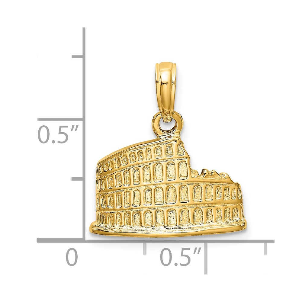 14K Textured 2-D Coliseum Charm