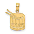 14K Polished Drum and Sticks Charm