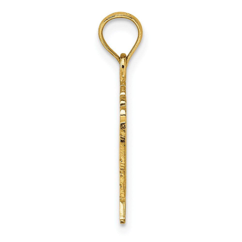 14K Polished Textured God Bless America w/ Flag Charm