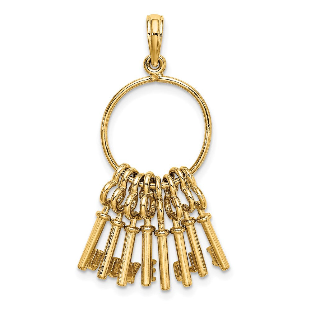 14K Moveable 3D I LOVE YOU Key Chain Charm
