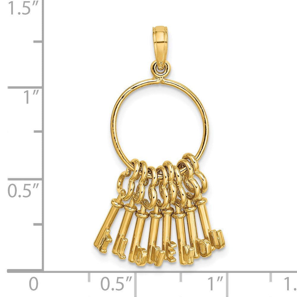 14K Moveable 3D I LOVE YOU Key Chain Charm
