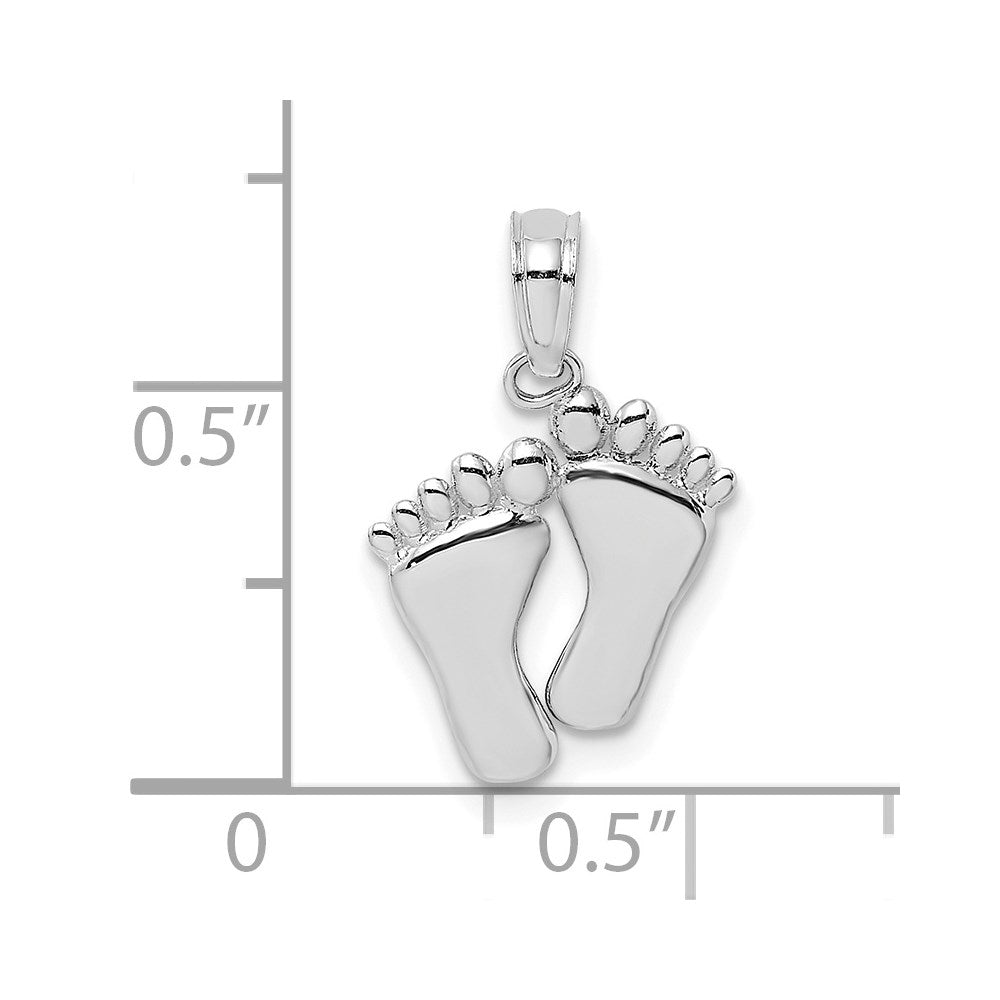 14K White Gold Double Feet Hang Ten Style Charm
