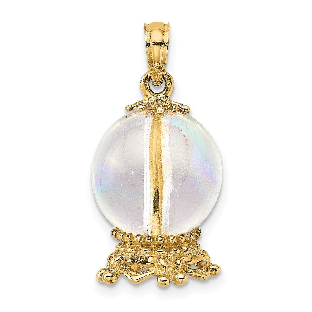 14K 3D Crystal Ball Charm