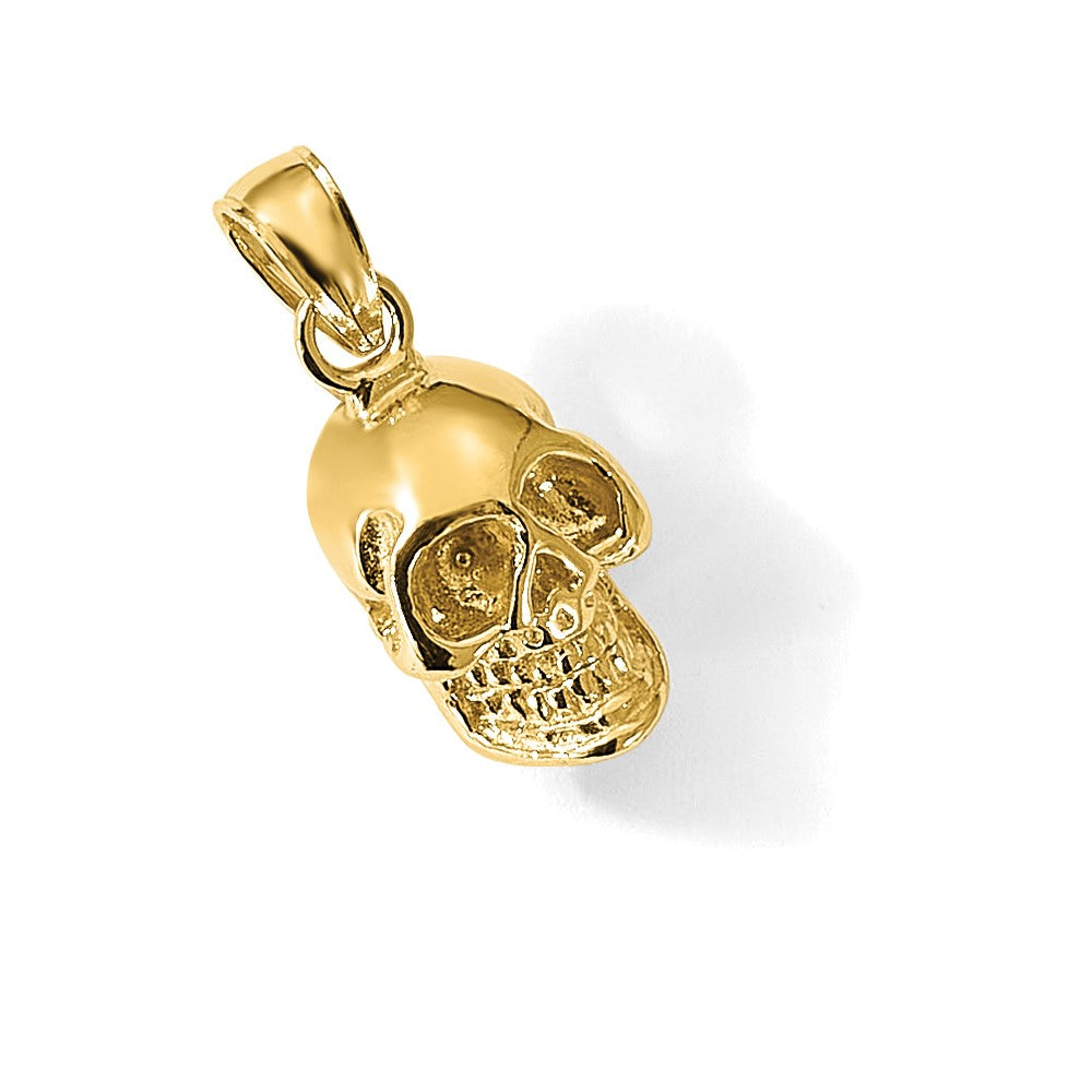 14K 3-D Polished Skull Pendant