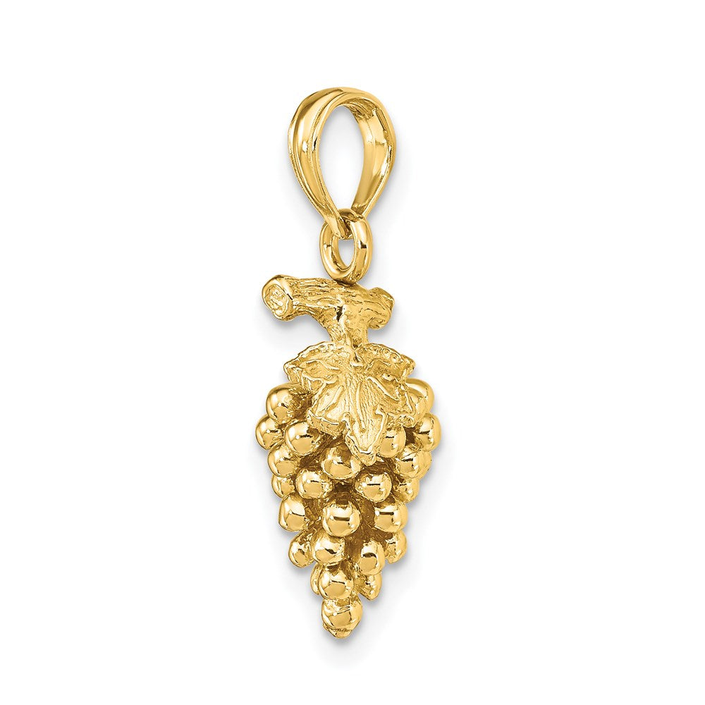 14K 3-D Grapes W/ Stem and Leaf Charm