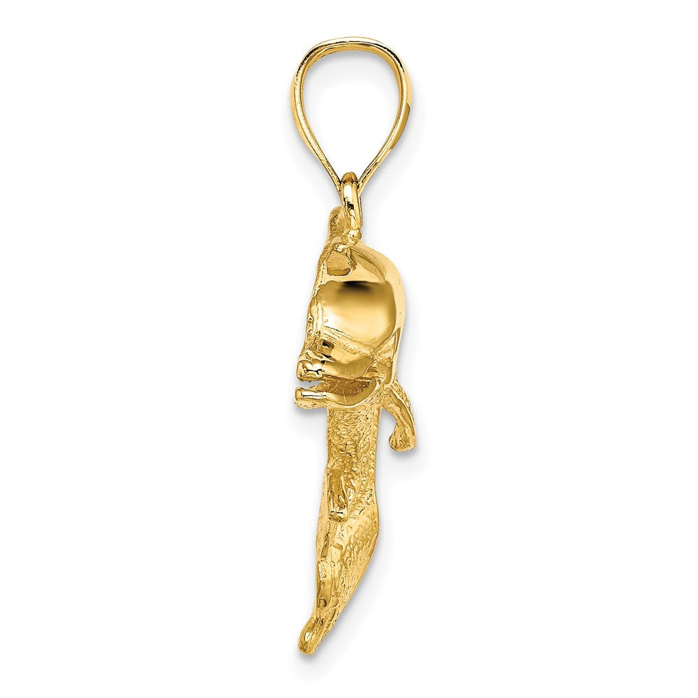 14K Polished and Textured Open Mouth Dolphin Charm