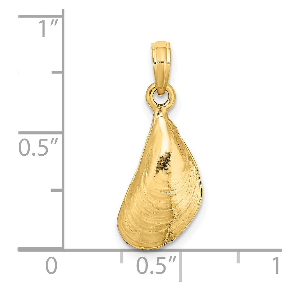 14K 3-D Polished Mussel Shell Charm