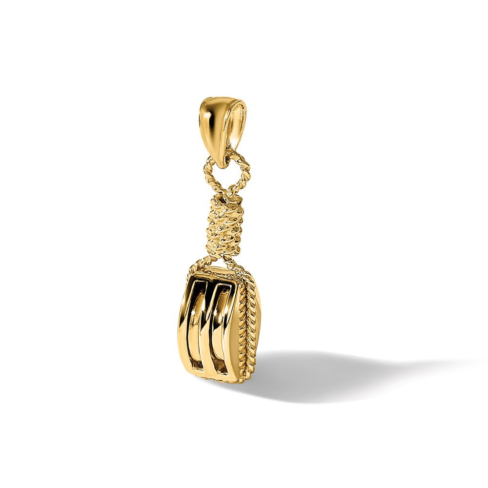 14K 3D Block Mariners Pulley Charm