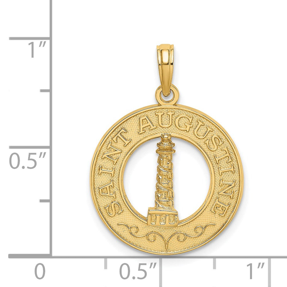 14K SAINT AUGUSTINE w/Lighthouse Circle Charm