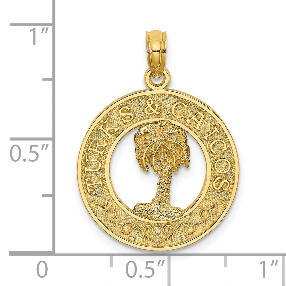 14K TURKS AND CAICOS w/ Palm Tree Circle Charm
