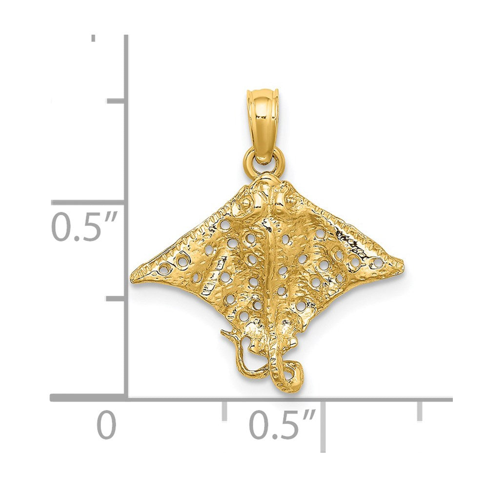 14K Spotted Eagle Ray with Holes Charm