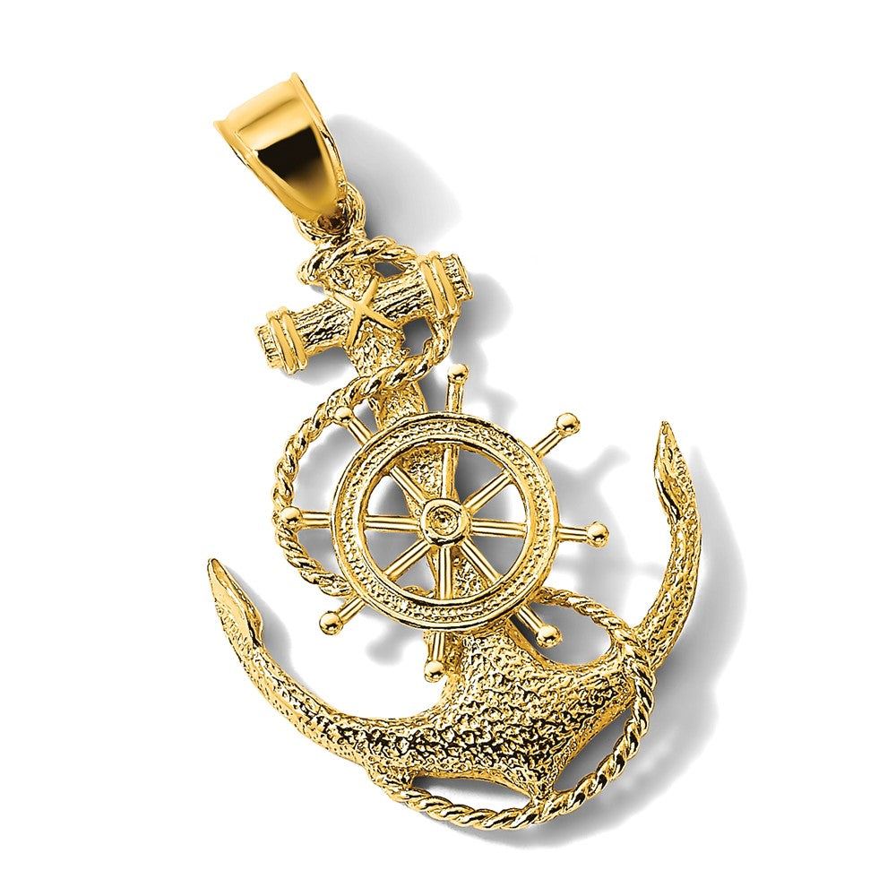 14K 2-D Anchor and Wheel Charm