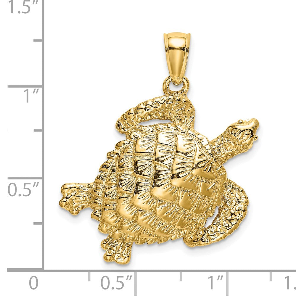 14K Textured Sea Turtle Charm