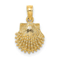 14K Textured Scallop Shell Charm