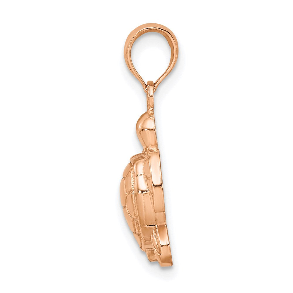 14k Rose Gold Textured Sea Turtle Charm