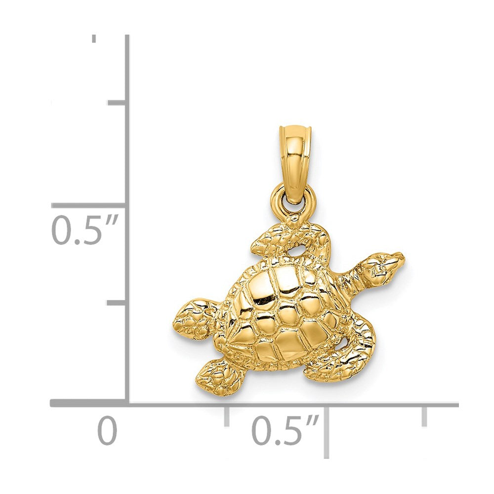 14K Textured Sea Turtle Charm
