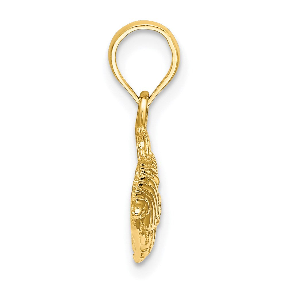 14K 2-D Engraved Striped Fish Charm