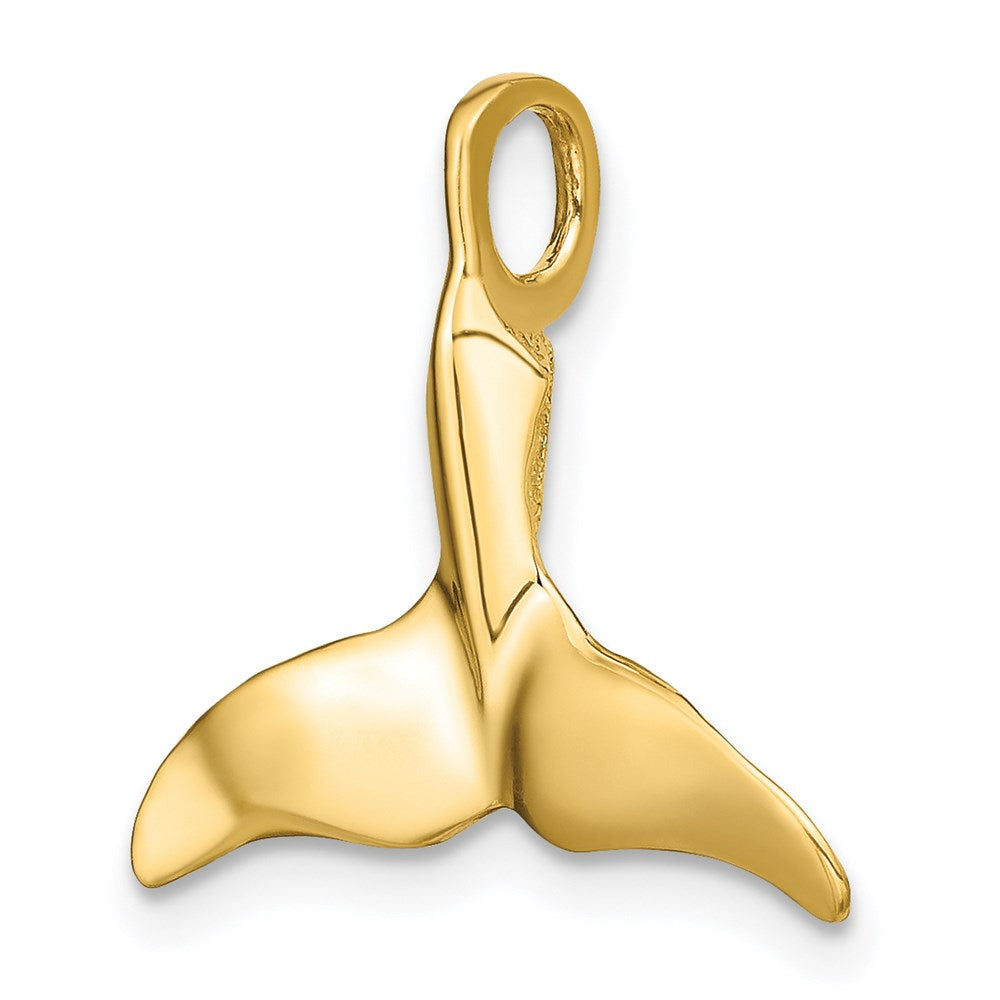 14K 3-D Polished Whale Tail Charm