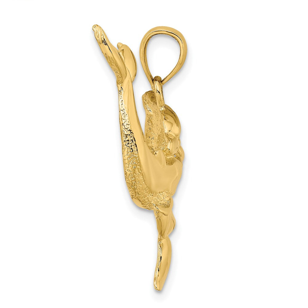 14K Polished Two Dolphins Together Charm