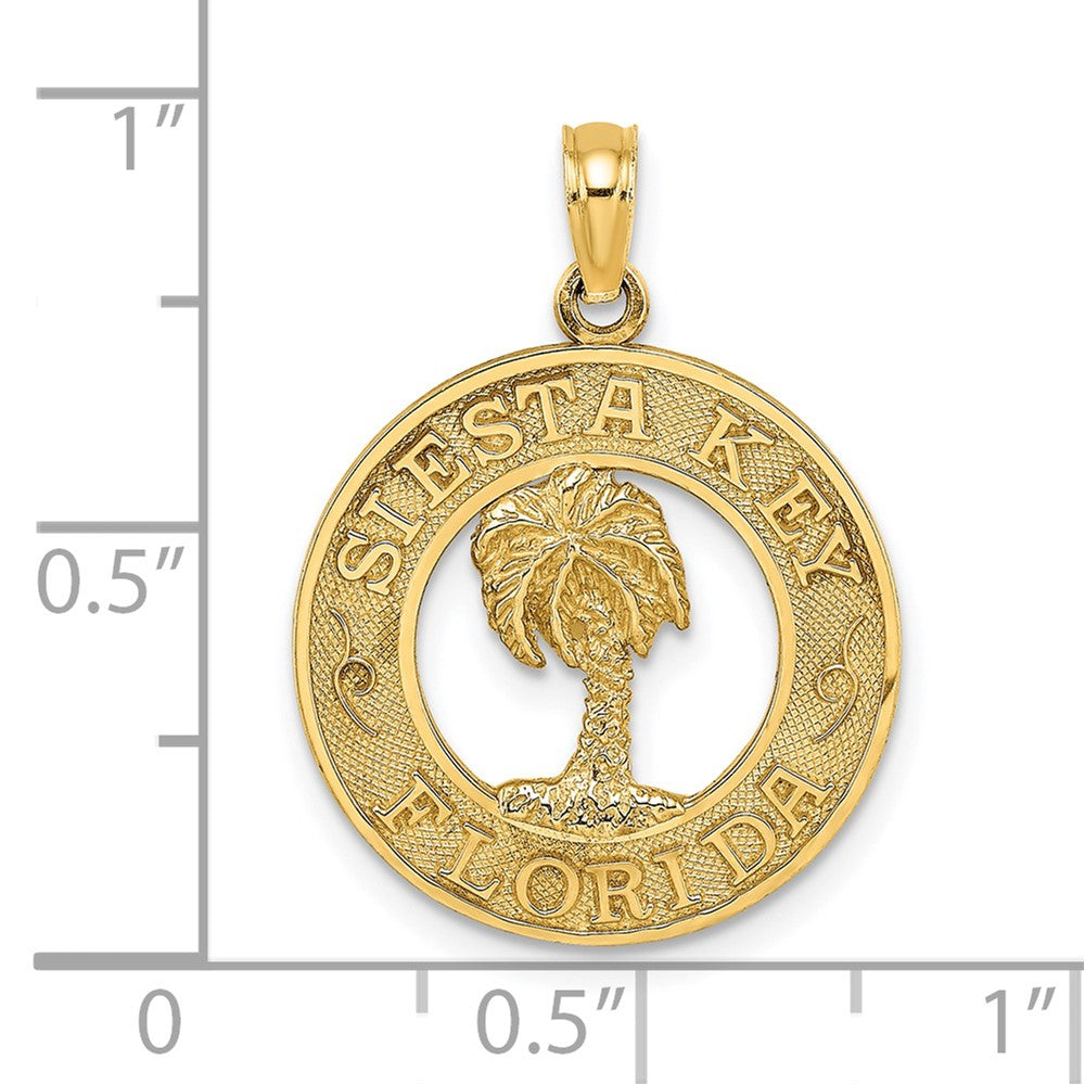 14K SIESTA KEY FLORIDA w/Palm Tree Circle Charm