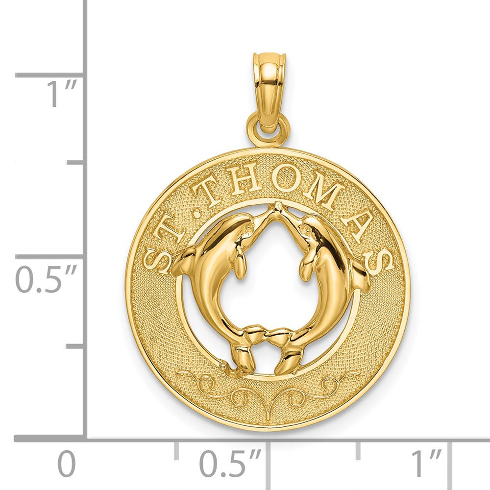 14K ST. THOMAS w/ Dolphins Round Charm