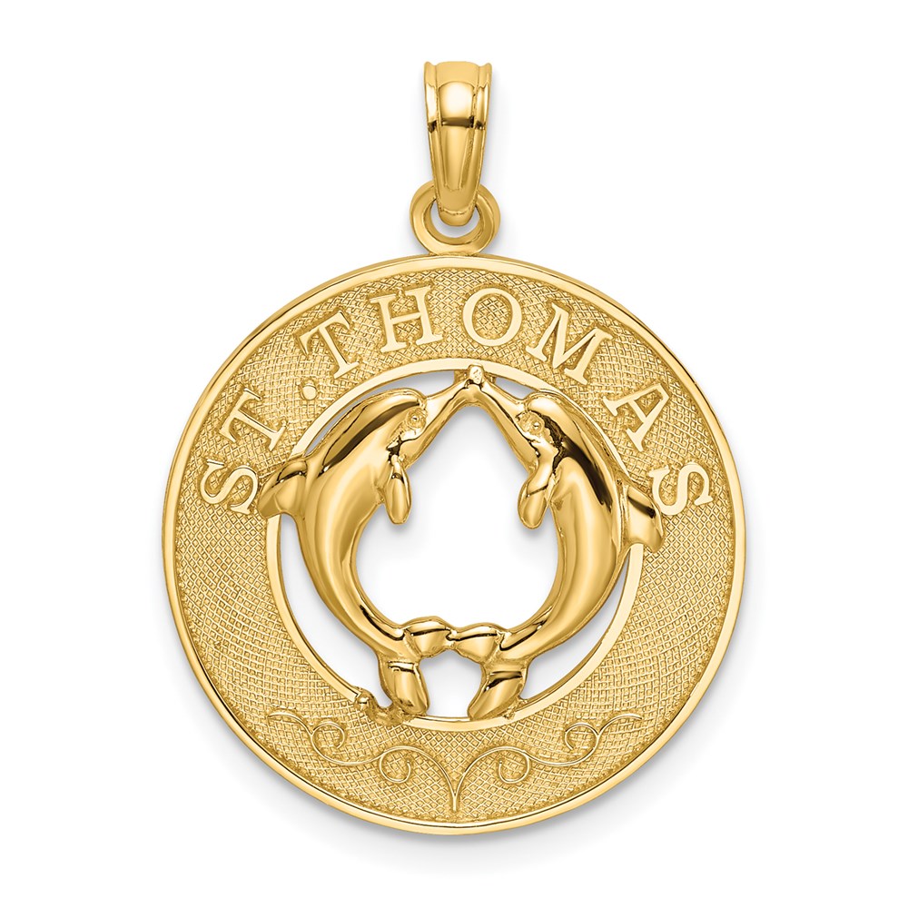 14K ST. THOMAS w/ Dolphins Round Charm
