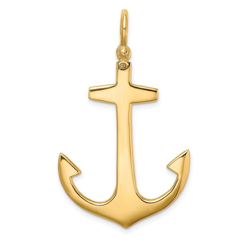 14K 3-D Polished Large Anchor w/ Shackle Bail Charm