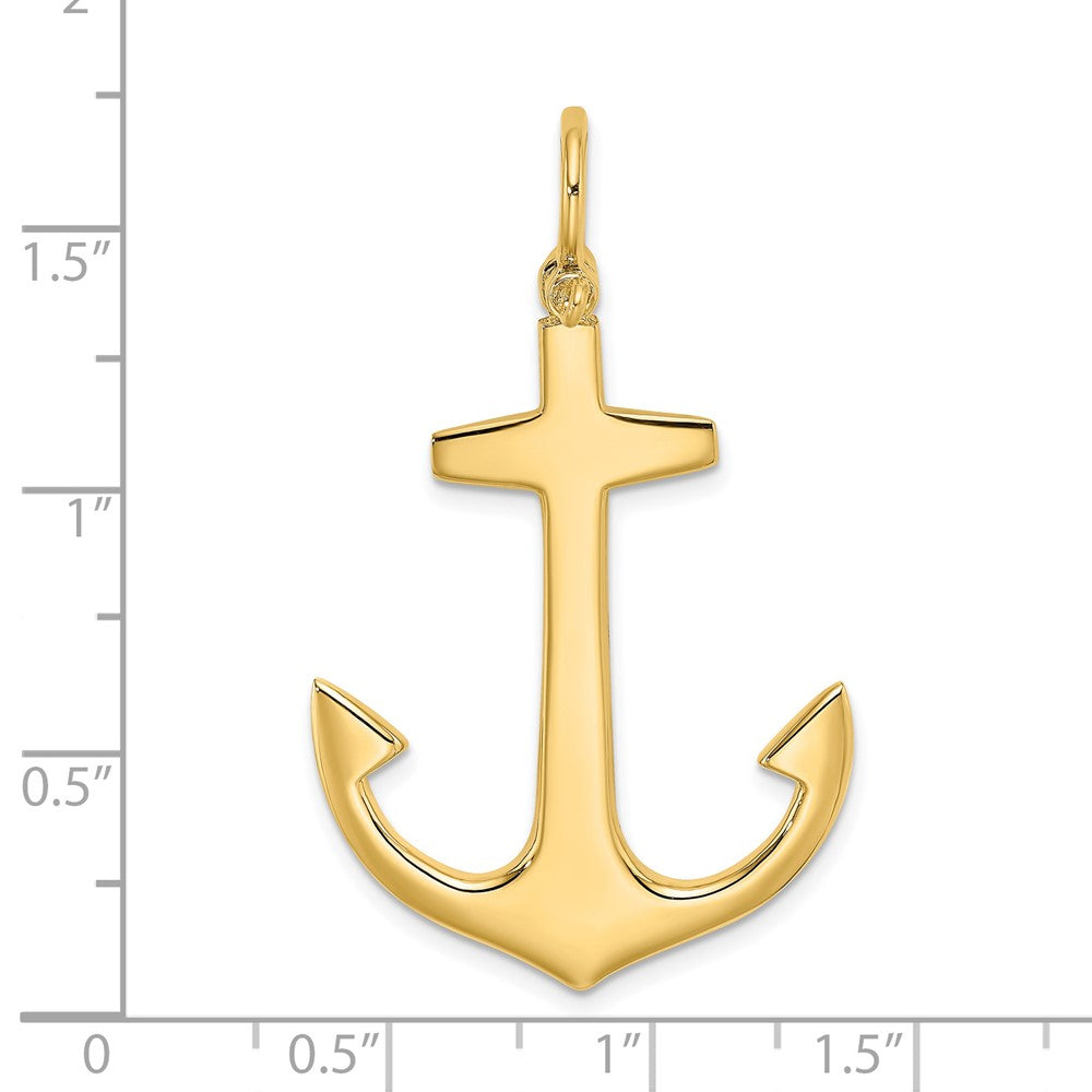 14K 3-D Polished Large Anchor w/ Shackle Bail Charm