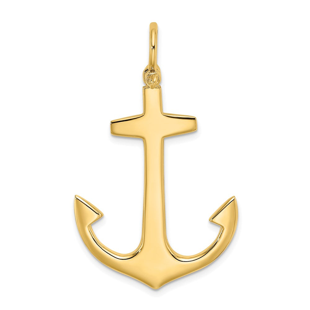 14K 3-D Polished Large Anchor w/ Shackle Bail Charm