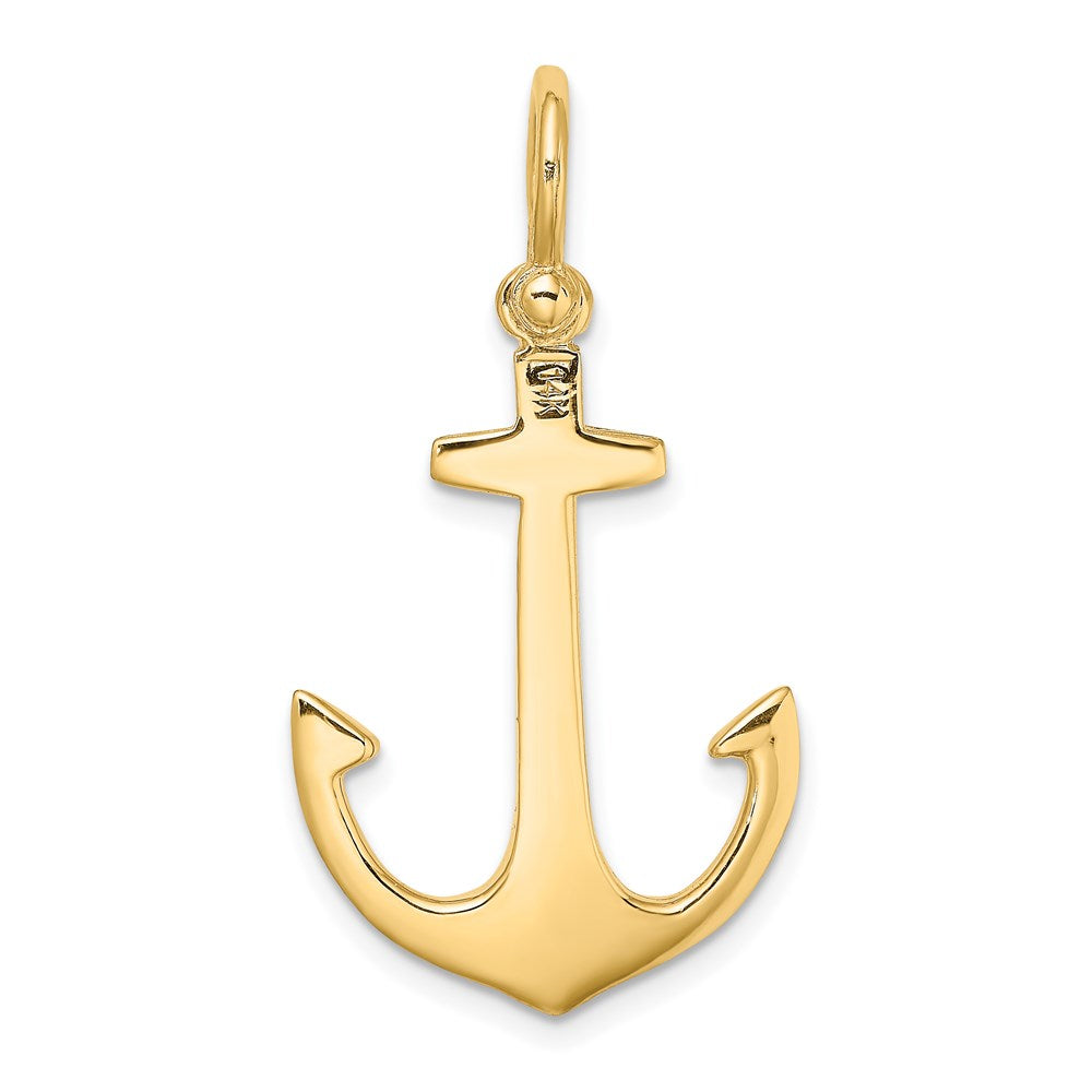 14K 3-D Polished Anchor w/ Shackle Bail Charm