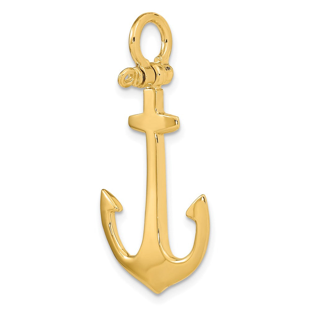 14K 3-D Polished Anchor w/ Shackle Bail Charm