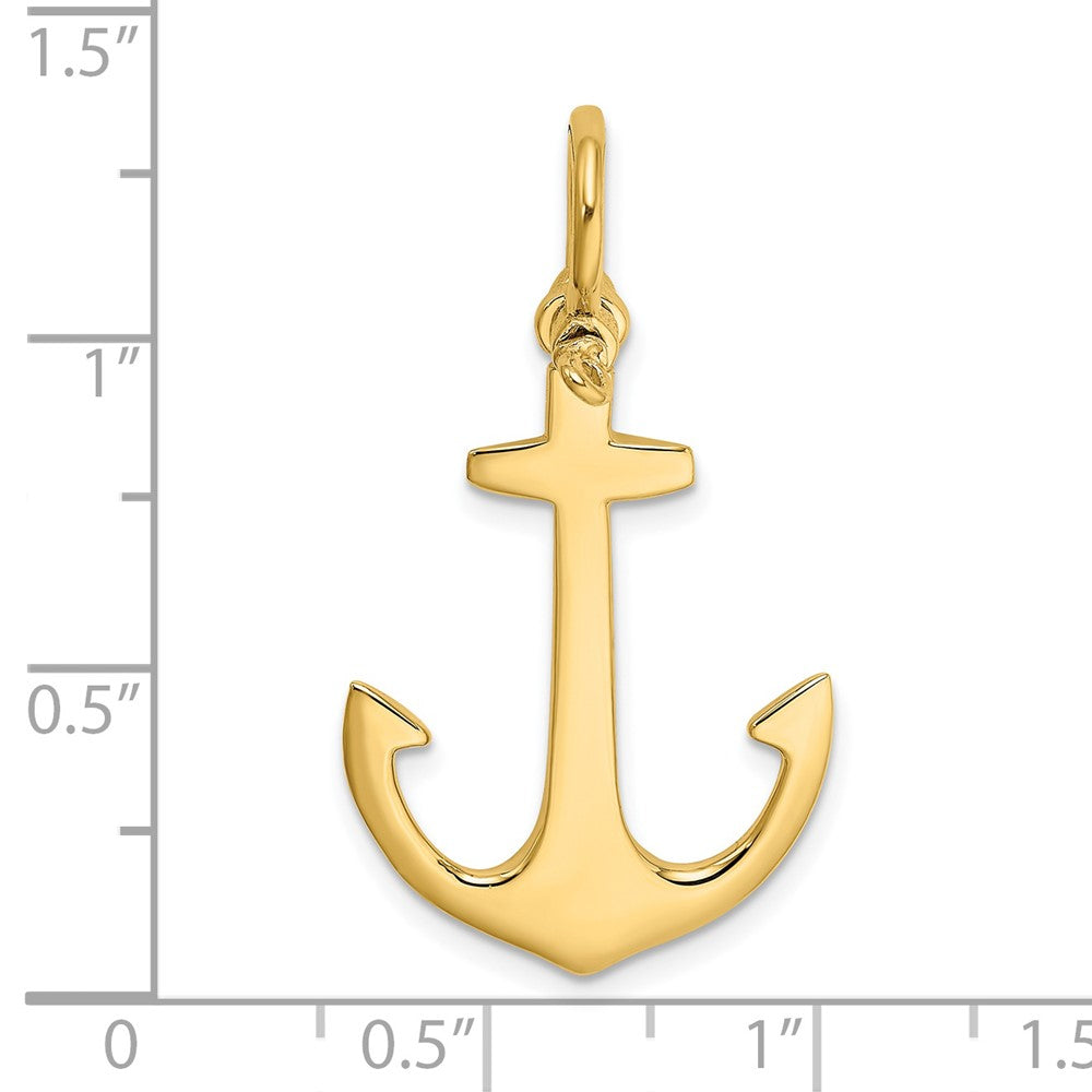14K 3-D Polished Anchor w/ Shackle Bail Charm