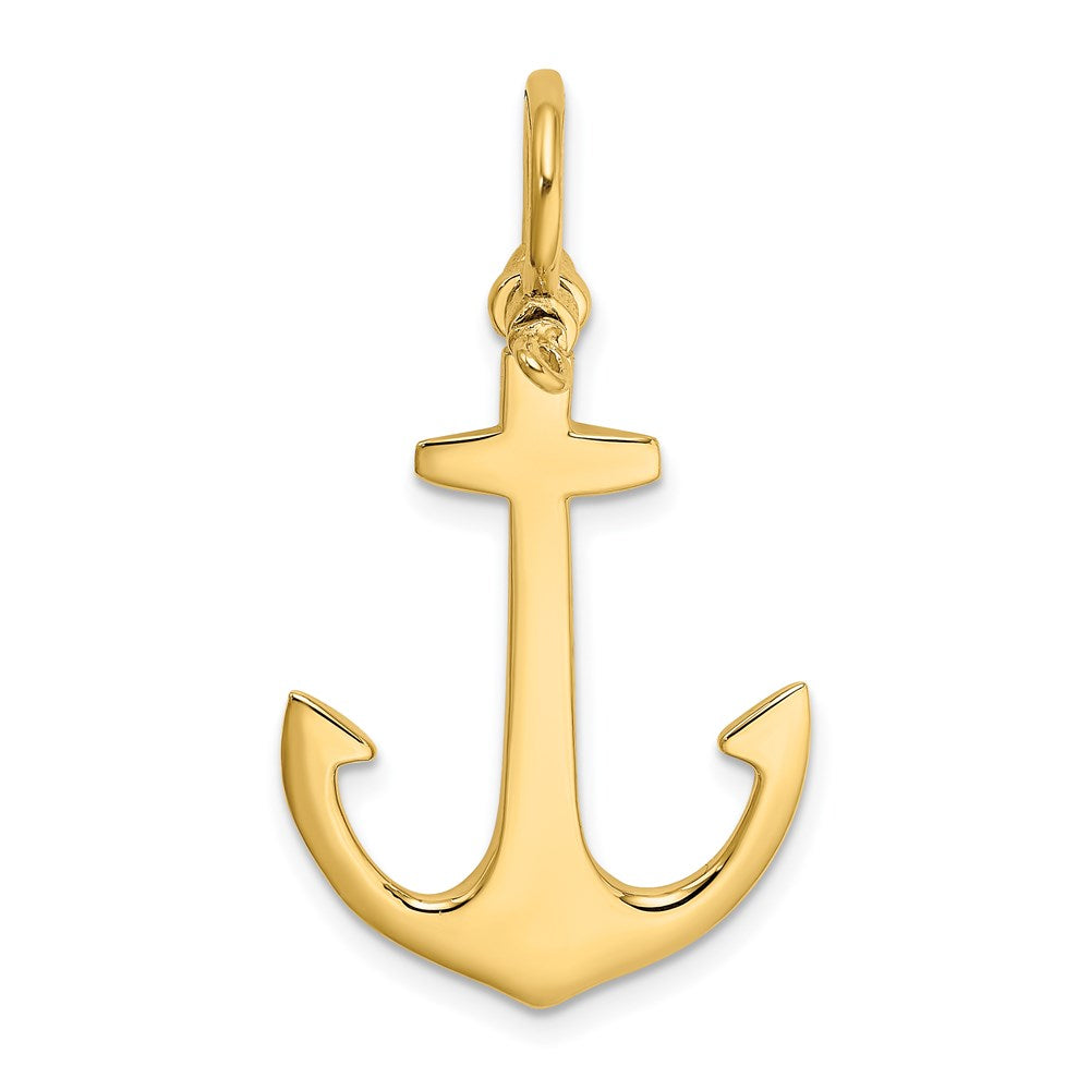 14K 3-D Polished Anchor w/ Shackle Bail Charm