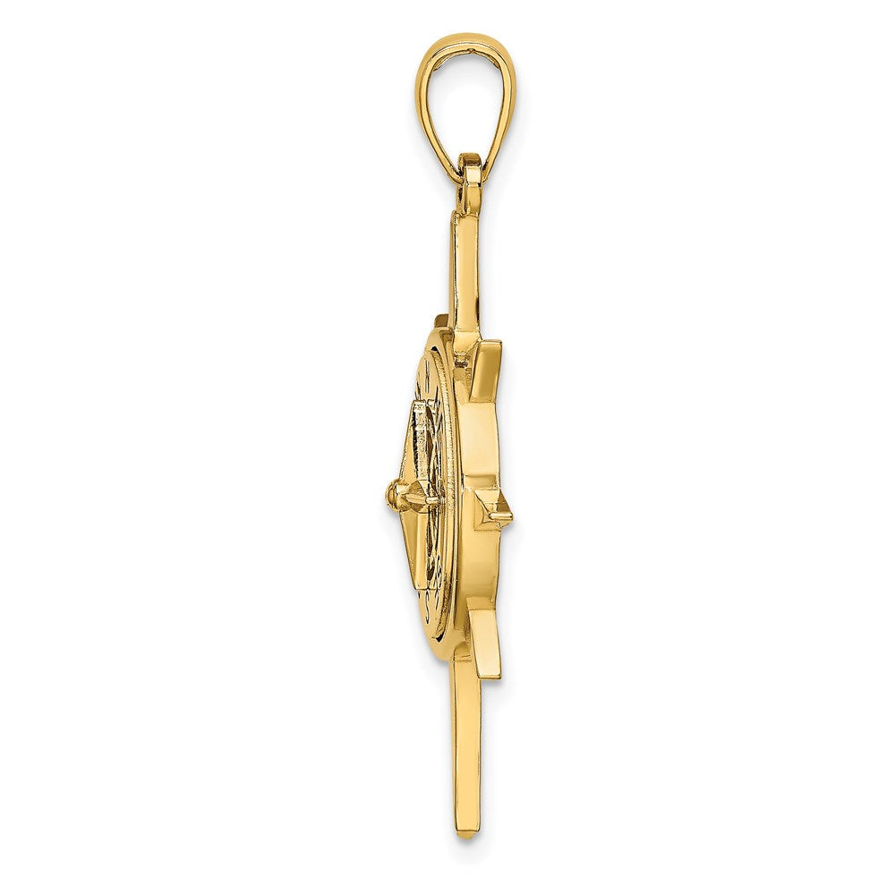 14K Star Frame w/ Nautical Compass Center Charm