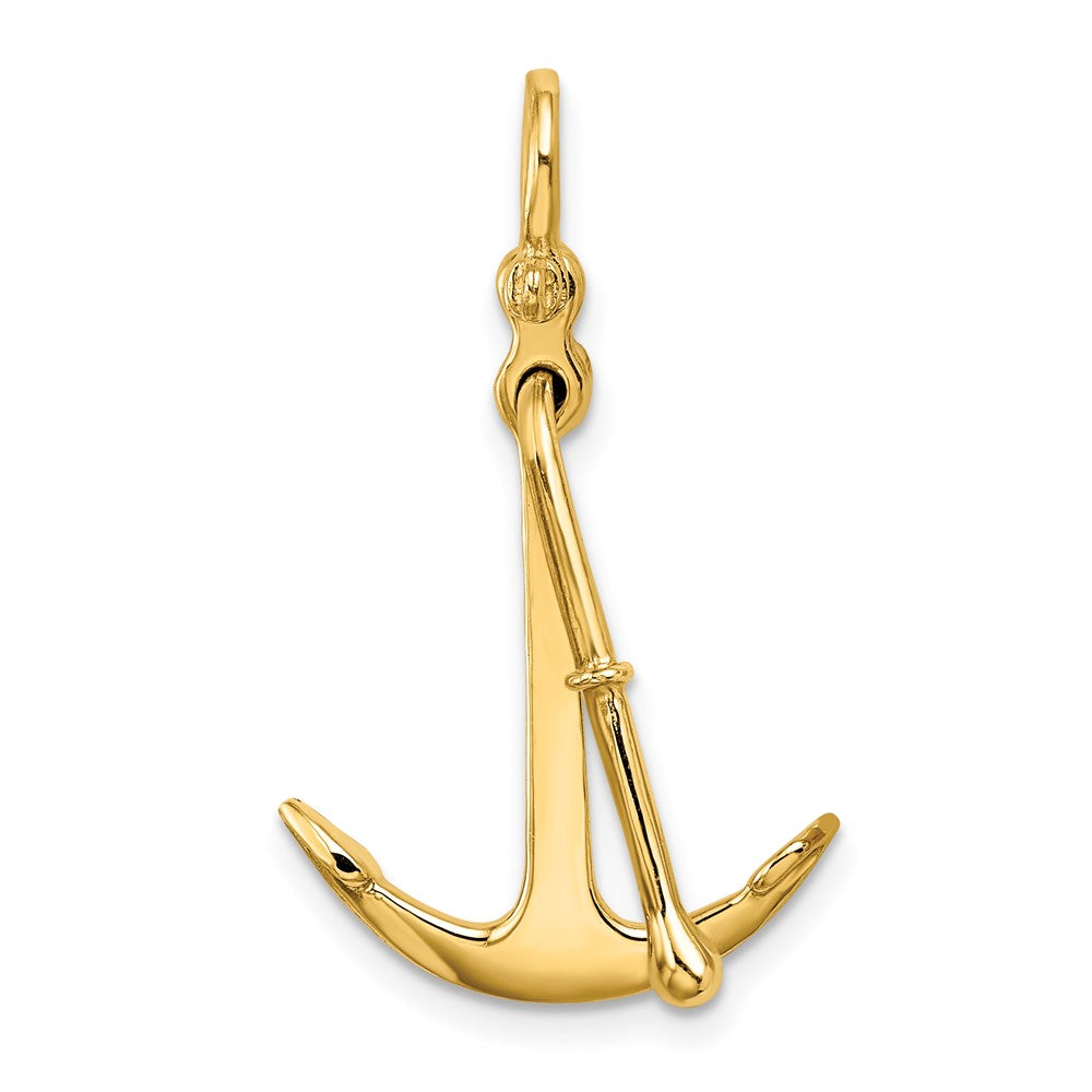 14K 3-D Polished Anchor 2 Piece and Moveable Charm