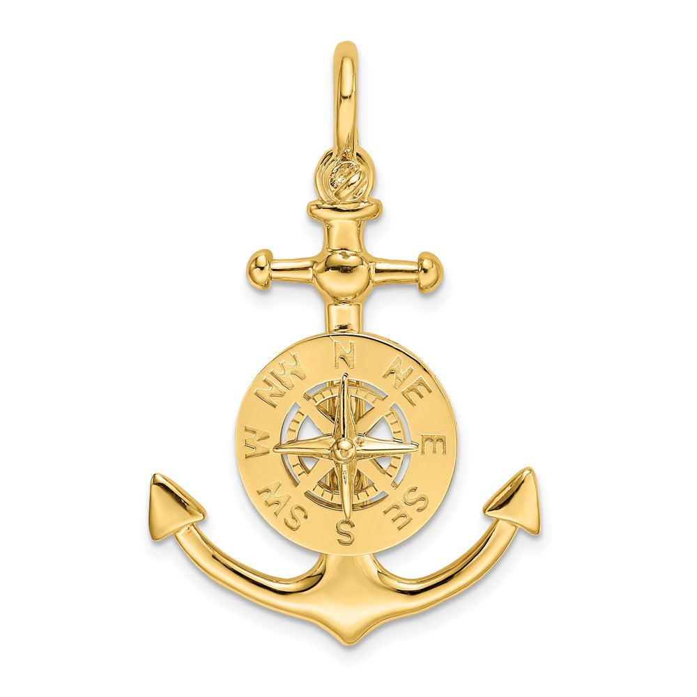14K 3-D Small Anchor w/ Nautical Compass w/ Shackle Bail Charm