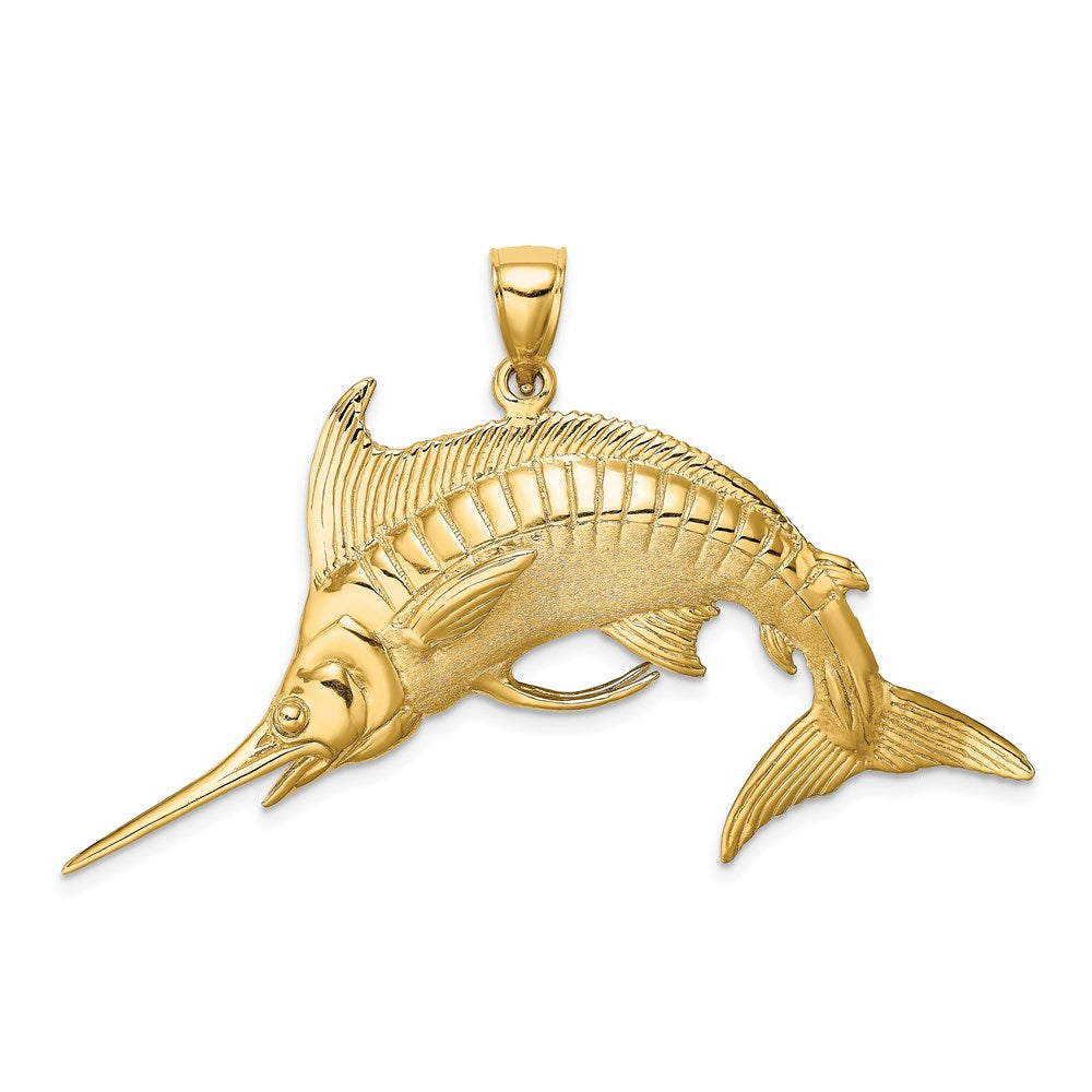 14K 3-D Polished /Satin Blue Marlin Charm