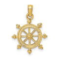 14K 2-D Textured Ship Wheel Charm