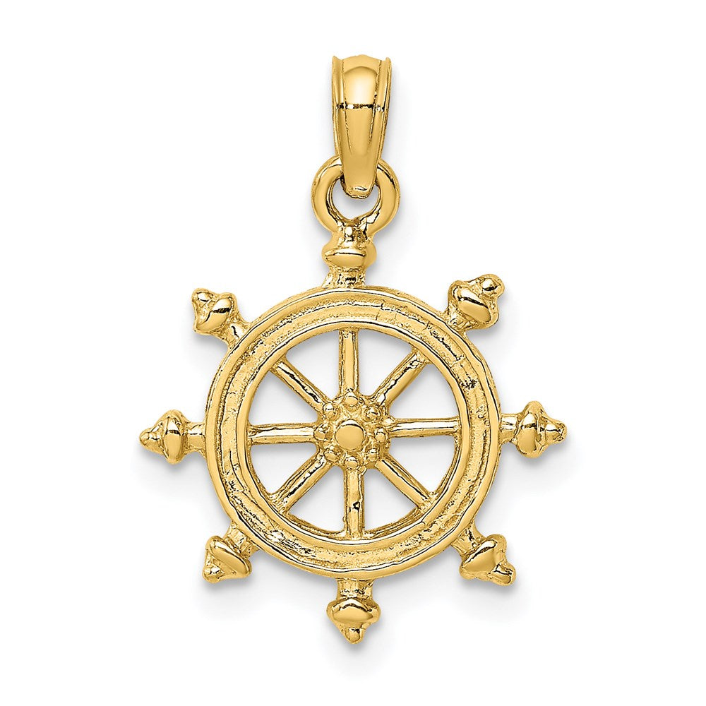 14K 2-D Textured Ship Wheel Charm