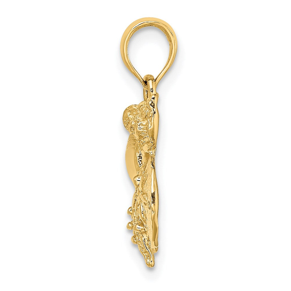 14K Polished Shell, Starfish and Sand Dollar Cluster Charm