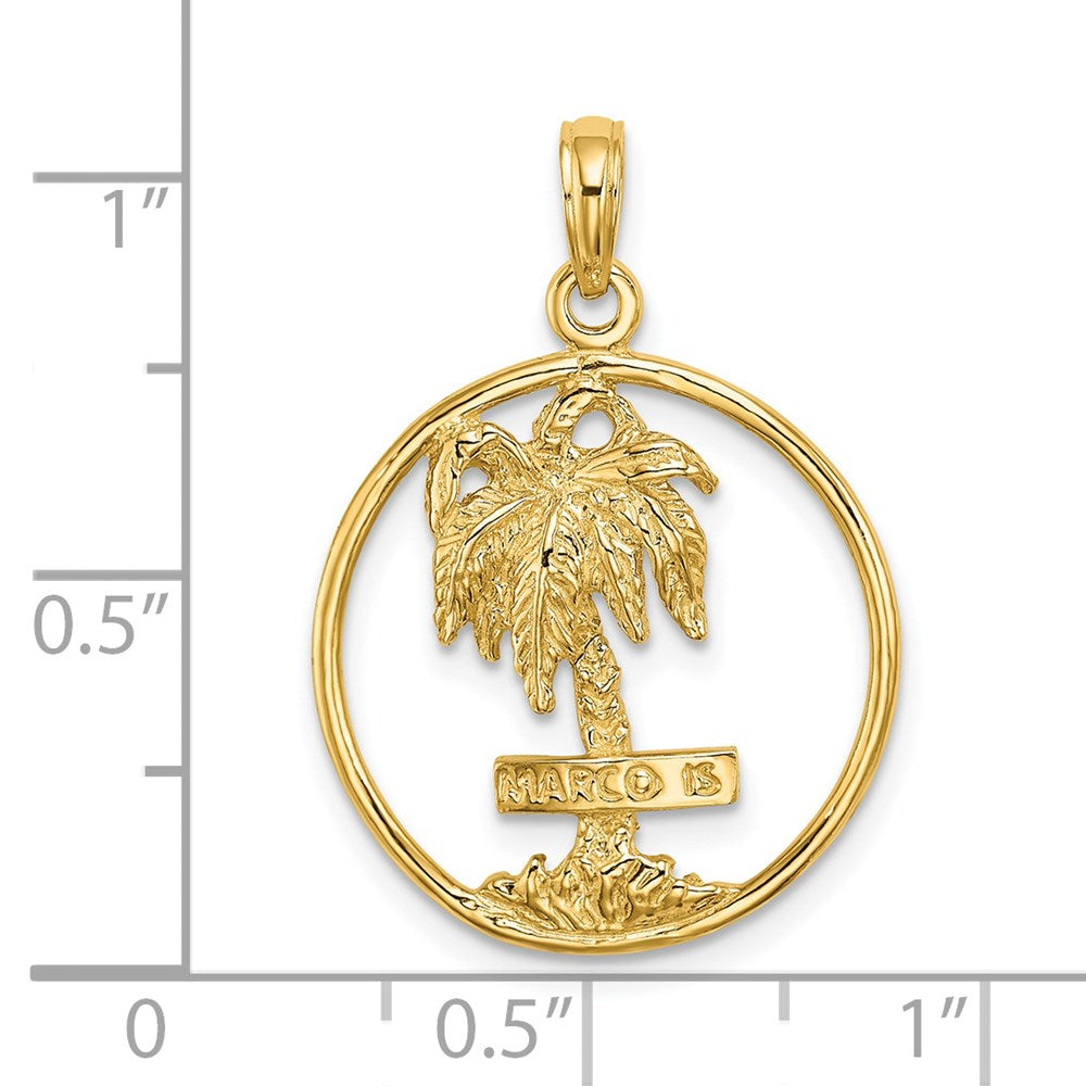 14K MARCO IS. Palm Tree Round Charm