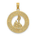 14K BLOCK ISLAND, RI Circle w/ Map Charm