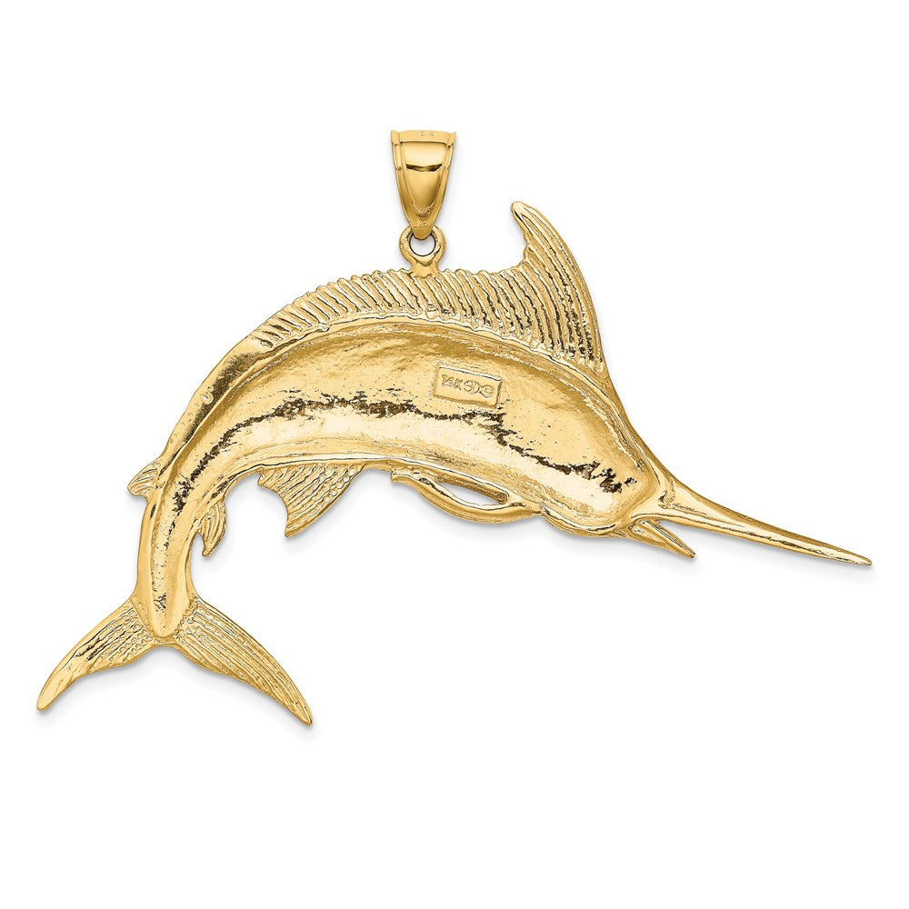 14K 2-D Polished /Satin Blue Marlin Charm