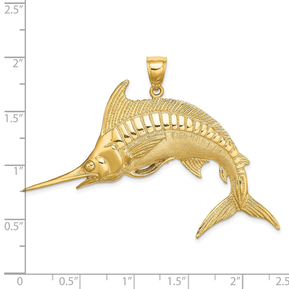 14K 2-D Polished /Satin Blue Marlin Charm