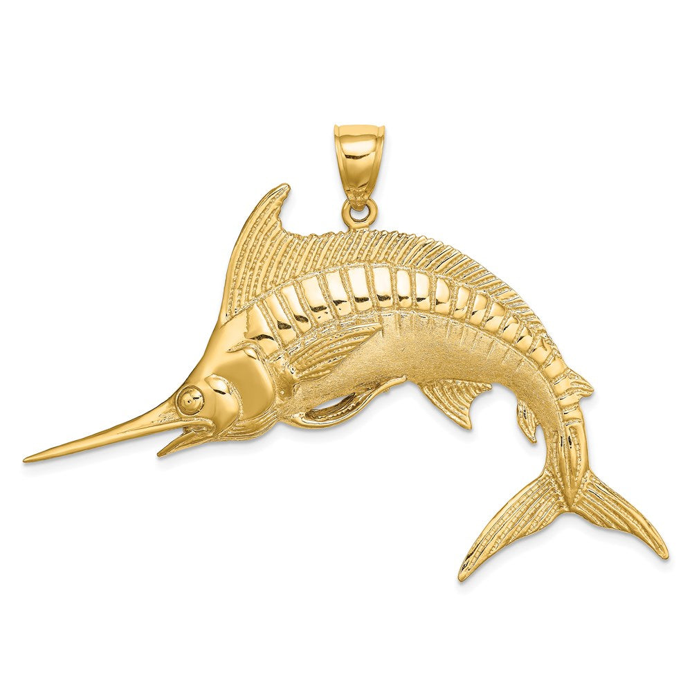 14K 2-D Polished /Satin Blue Marlin Charm