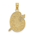 14K Engraved Textured Painters Pallet Charm