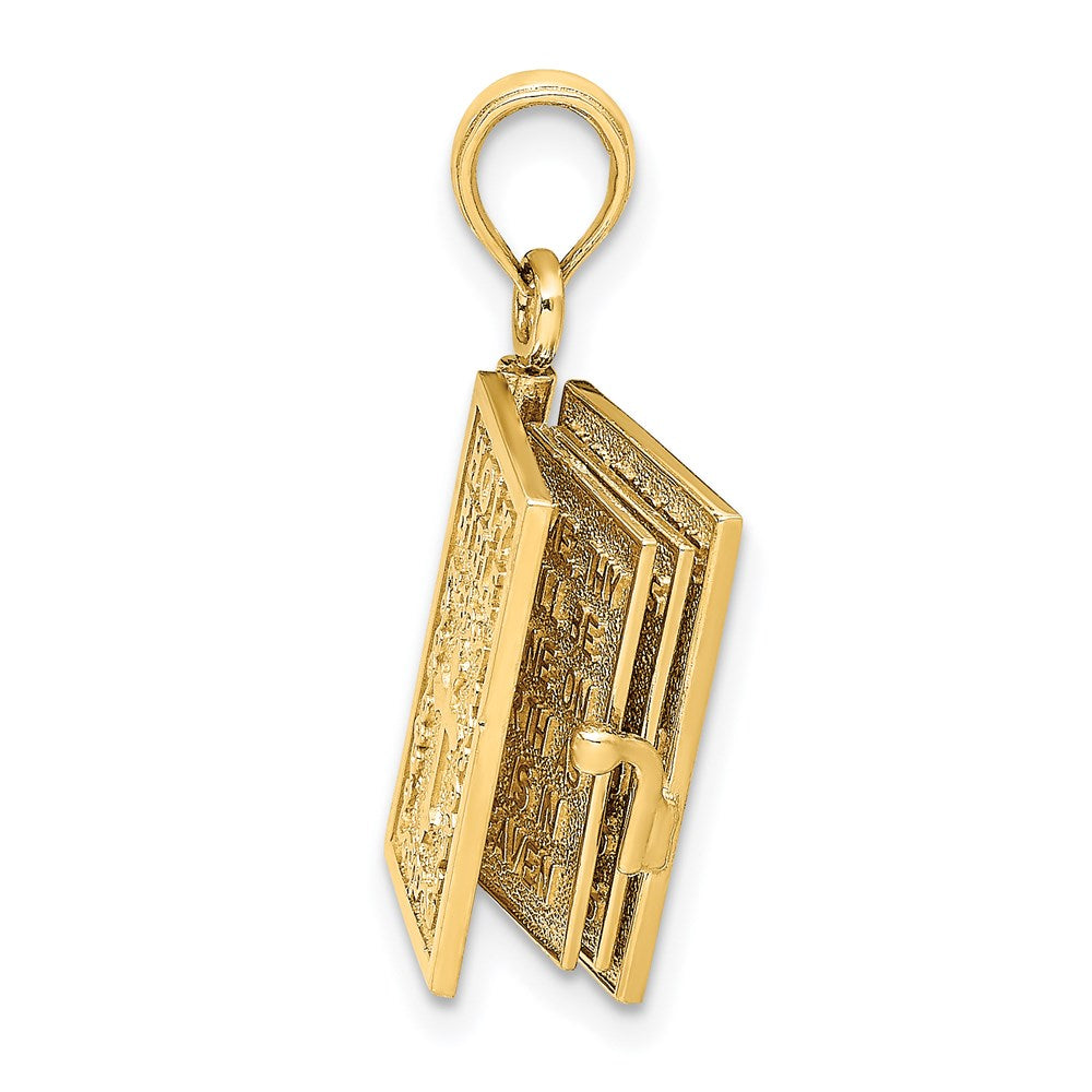 14K 3-D Moveable Pages Holy Bible w/ Lords Prayer Charm