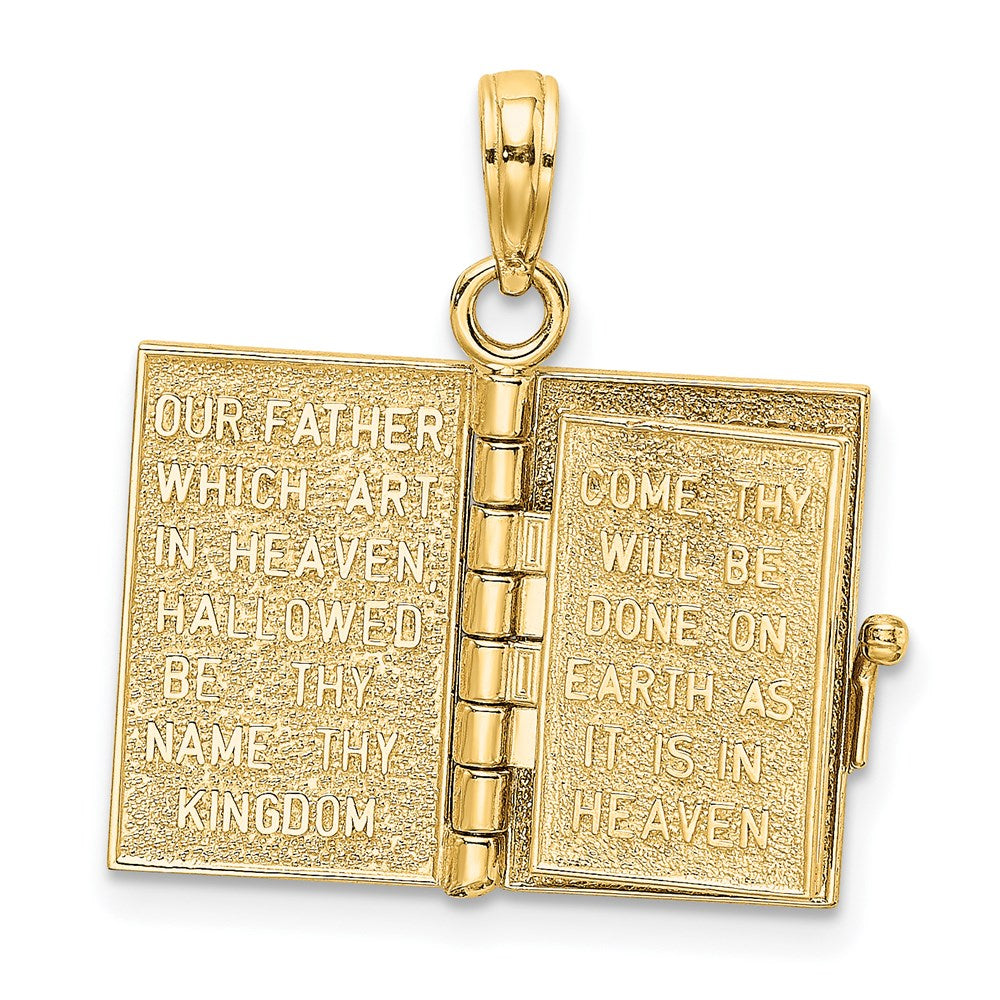 14K 3-D Moveable Pages Holy Bible w/ Lords Prayer Charm