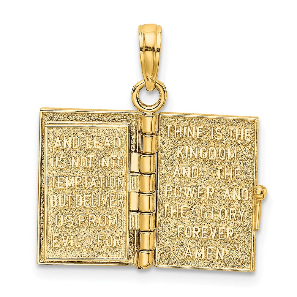 14K 3-D Moveable Pages Holy Bible w/ Lords Prayer Charm